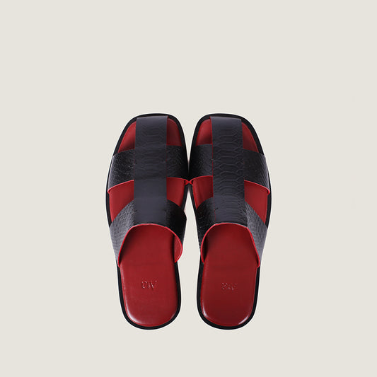 Black Mules with Red Insole  (Him)