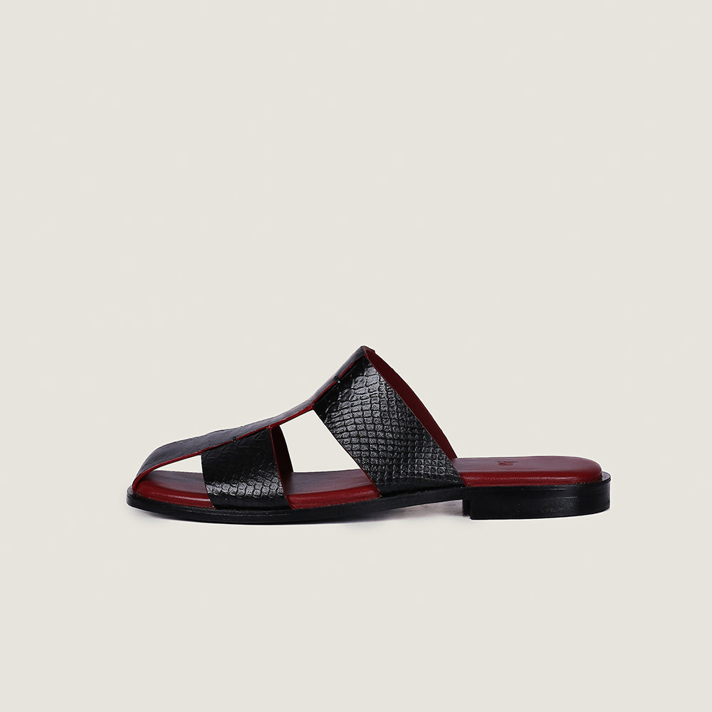 Black Mules with Red Insole  (Him)