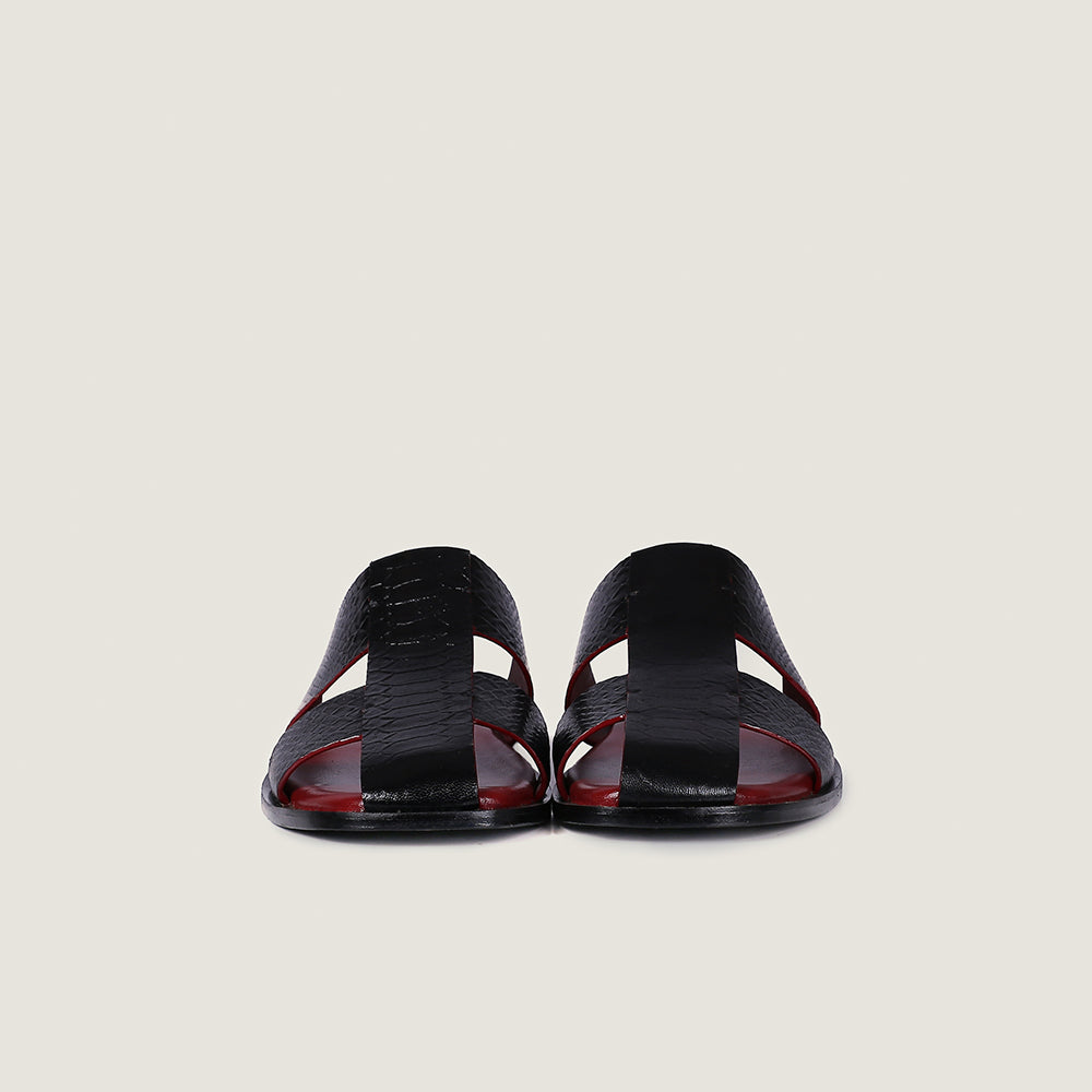 Black Mules with Red Insole  (Him)